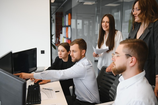 Group of young people in business meeting