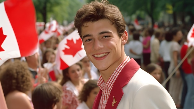 A group of young people celebrating Canada Day