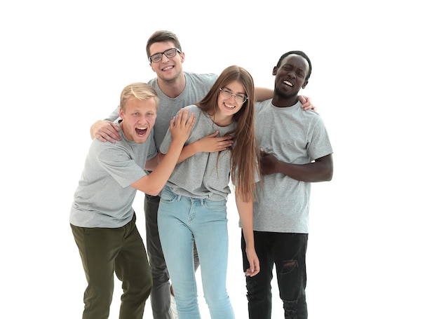 Group of young people in identical tshirts