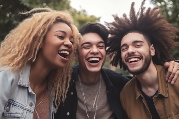 Photo a group of young people laughing together generative ai