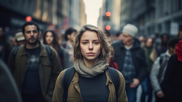 A group of young people protesting in the street with banners and posters generative ai