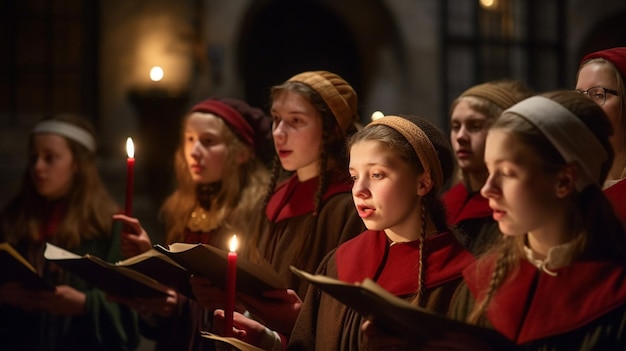 Foto un gruppo di giovani canta in una chiesa