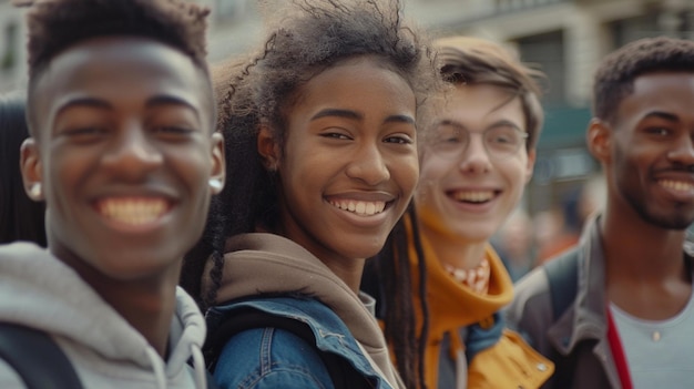 Photo a group of young people smiling and posing for a photo