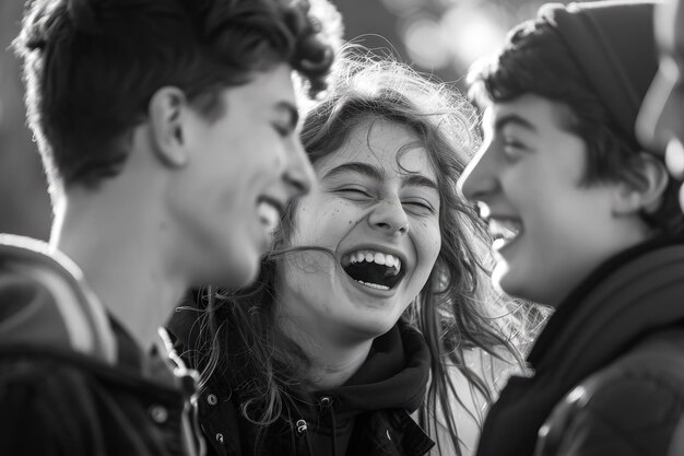 Foto un gruppo di giovani in piedi l'uno accanto all'altro