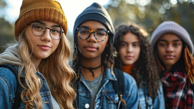 Photo a group of young people standing together