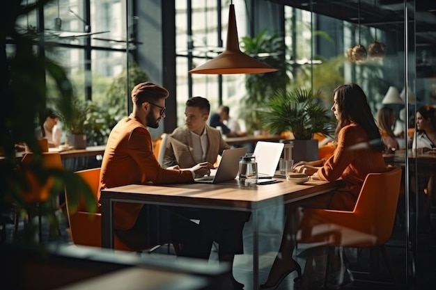 Group of young people working together Creative business people in modern office