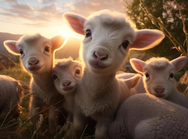 Группа молодых овец