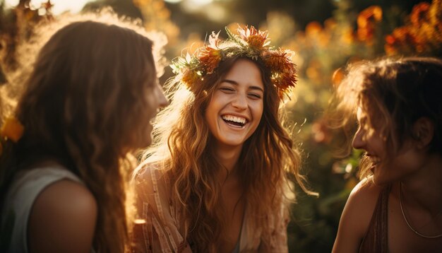 Group of young teenagers best friends having fun reunion or party in outdoor place