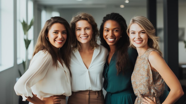 group of young women in an office