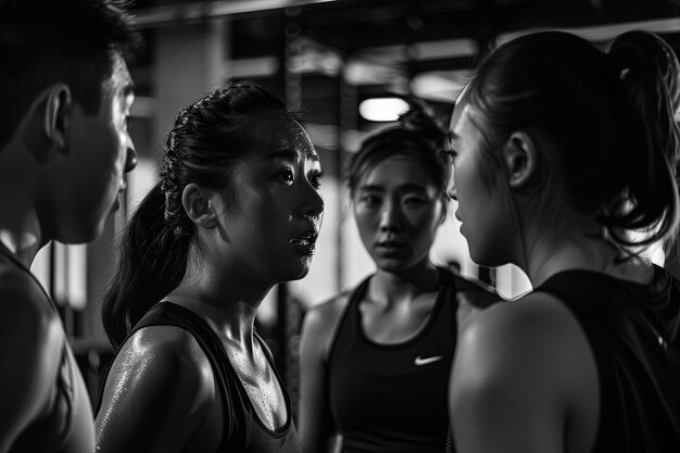 A group of young women standing next to each other