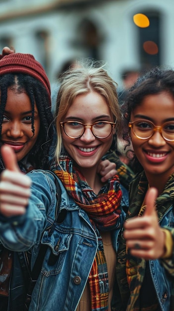 Foto un gruppo di giovani donne in piedi l'una accanto all'altra