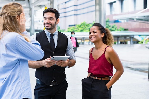 Groups of business people talking about new ideas in business