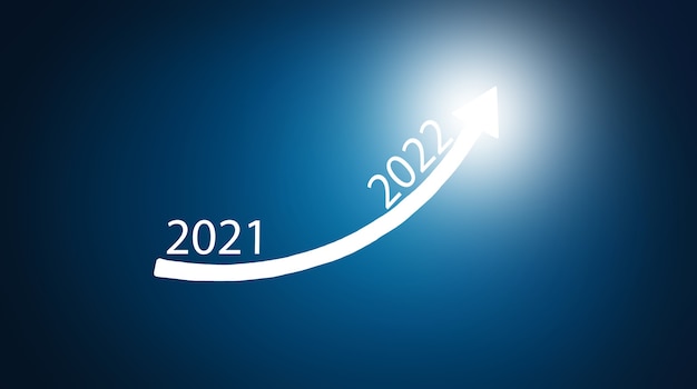 2021年から2022年までの成長する矢印グラフ