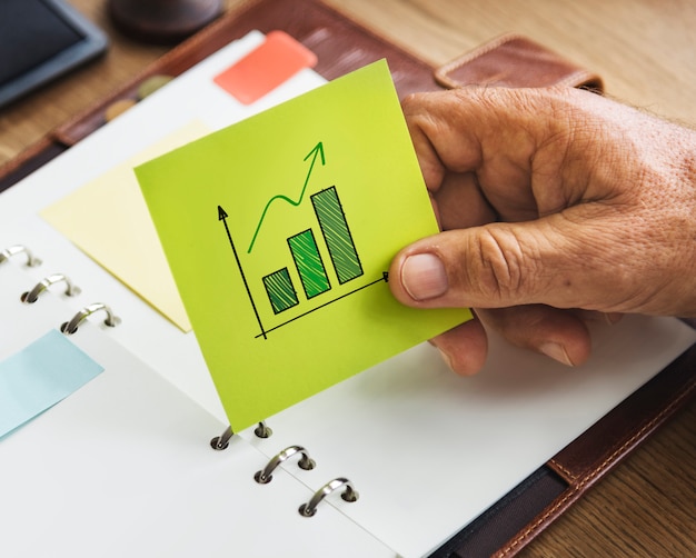 Growing bar graph on a sticky note