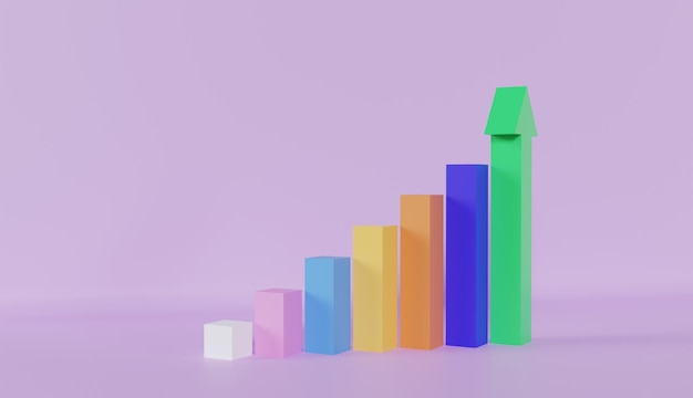 Фото Рост баров графический рост вперед достижения на розовом фоне