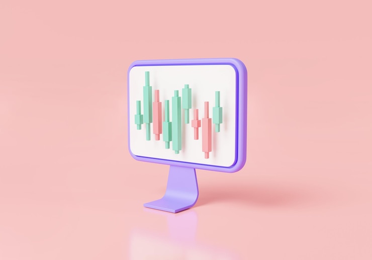 Photo growing financial index conceptstocks market graph chart on pc screencandle stick chartbitcoin cryptocurrencyglobal stock exchanges indexonline tradingfinance investment3d render illustration