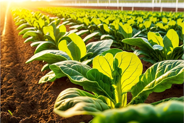 Growing fresh spinach in beds in greenhouse conditions