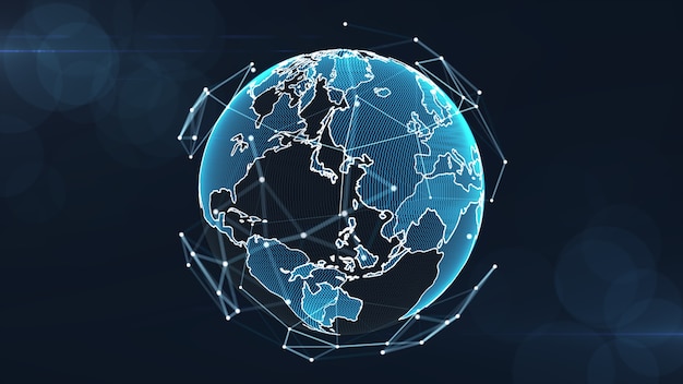 Concetto crescente dei collegamenti di dati e della rete globale.