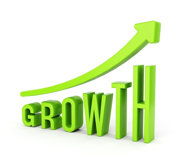 Growing graph chart with arrow