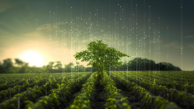 Crescere alberi verdi nel campo della tecnologia delle scienze agrarie tecnologia generativa ai