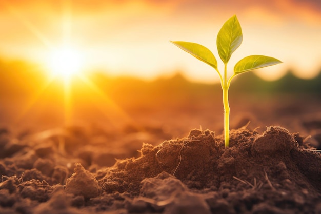 緑の若い植物の苗を育てる コピースペース