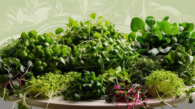 Growing microgreens on table background healthy eating concept