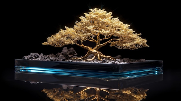 Photo growing on a rock bonsai style hd 8k wallpaper stock photographic image