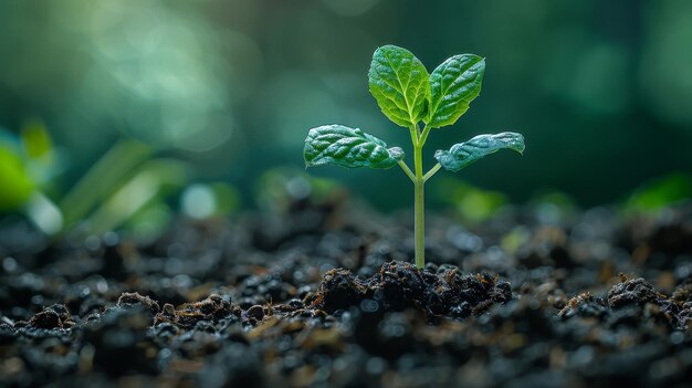 Growing sprouts on a transparent Earth Image of environmental protection and sustainability