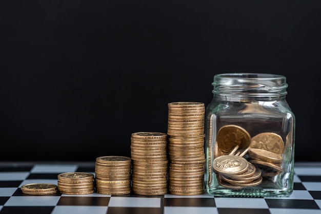 growing stack of coins