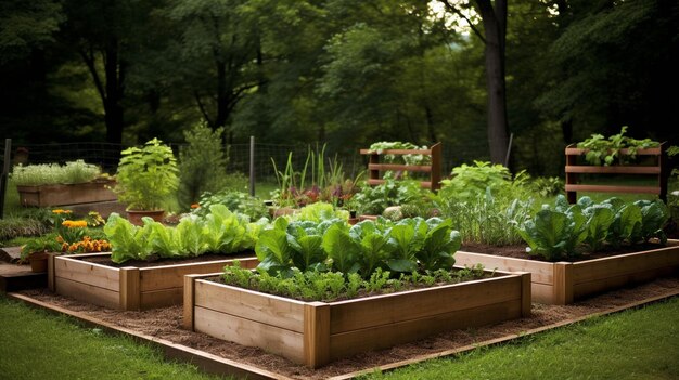 집에서 나무 상자 침대에서 채소를 재배하는 것