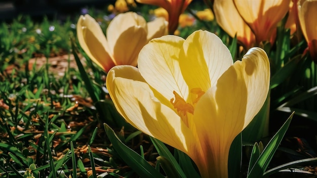 Growing yellow flower