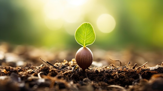 Photo growth acorn sprout