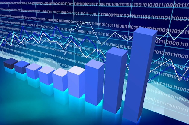 Growth bar chart financial data concept