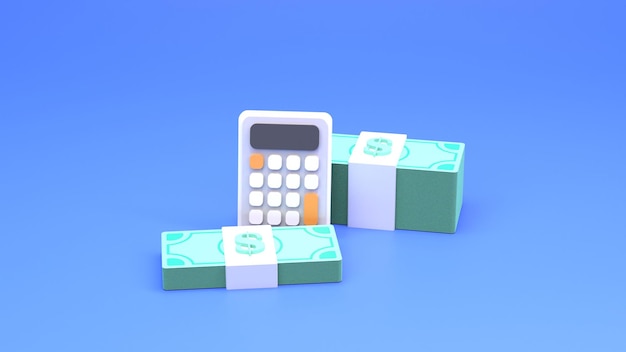 Growth calculator and graph The concept of growth of assets and investments 3d render