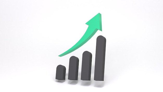 Growth chart Concept of finance and profitability 3d render