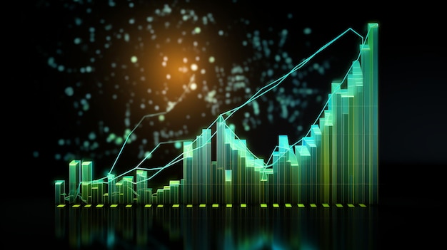 Growth dollar business success arrow sign on economy profit background graph