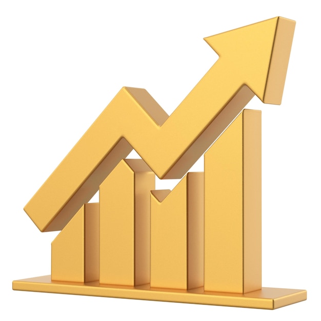 Growth graph Growth chart 3D illustration