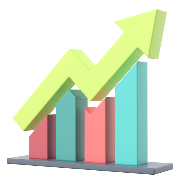 Photo growth graph growth chart 3d illustration