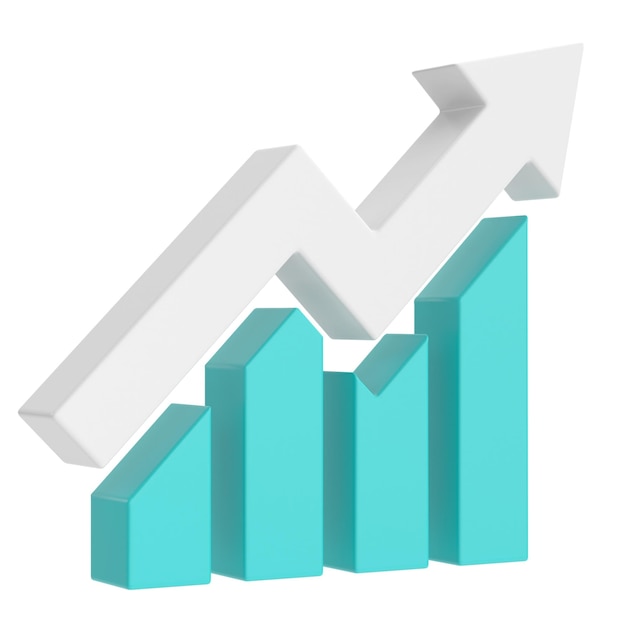 Growth graph Growth chart 3D illustration