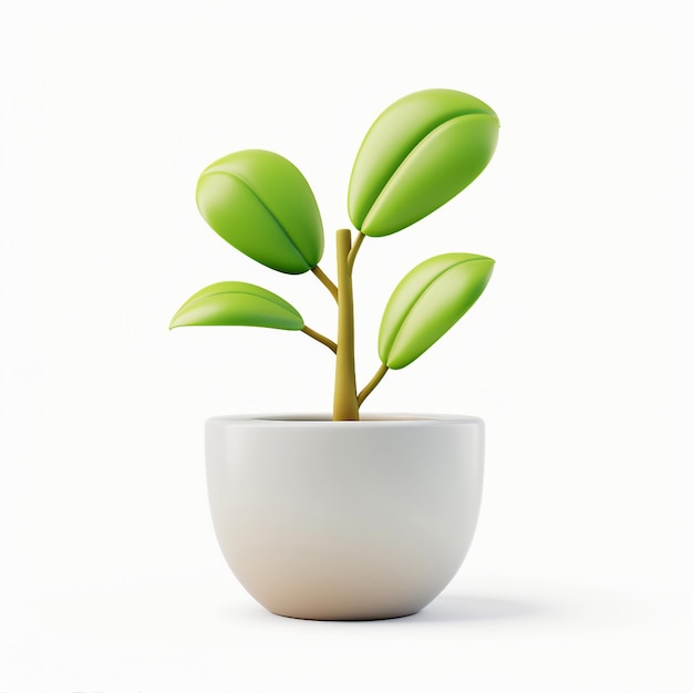growth icon 3D render white background generative AI
