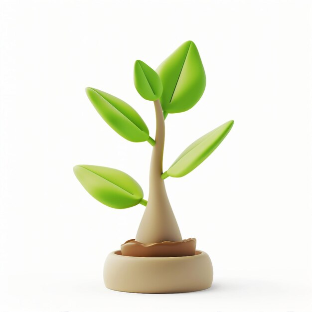 growth icon 3D render white background generative AI