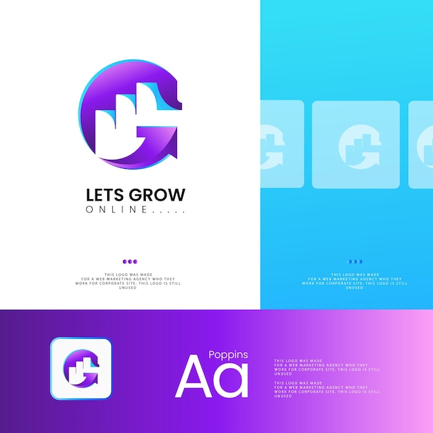 Photo growth logo design letter g logo template