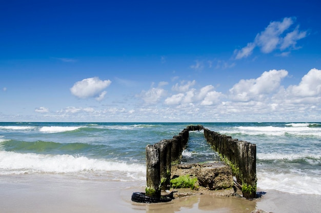 Groynes op het strand