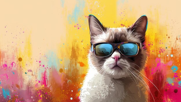 Photo a grumpy cat wearing sunglasses