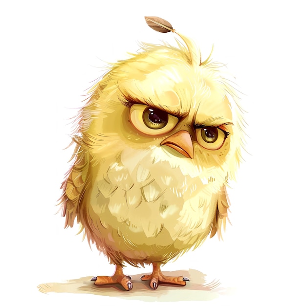 Photo grumpy cute bird sticker clipart ai generated
