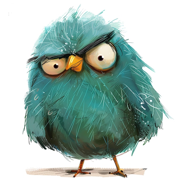 Grumpy cute bird Sticker Clipart AI generated