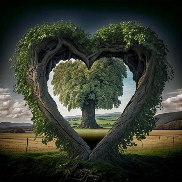 Premium Photo Gruner baum in herzform