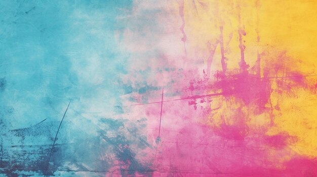 Grunge Abstract Background in Yellow Blue and Pink Colors