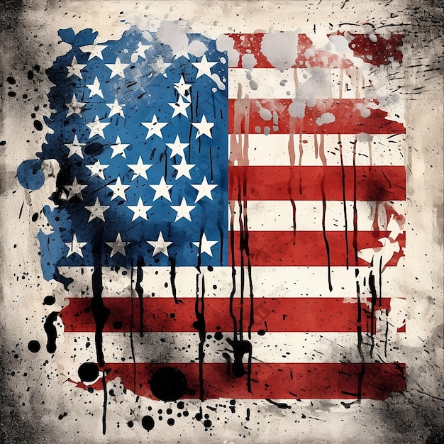 Grunge American flag illustration