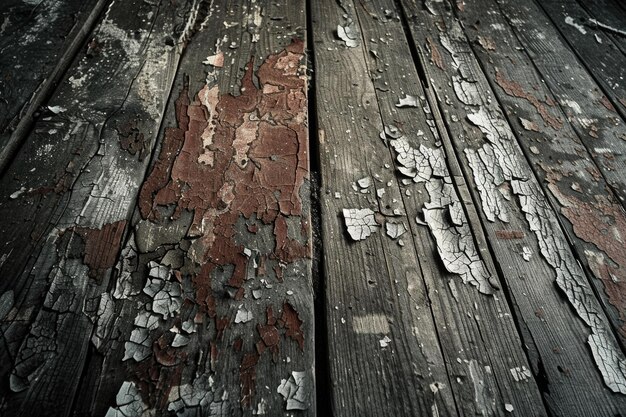 古い木の床に塗装を剥がしているグランジの背景